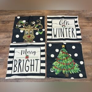 Festive Winter Holiday Pillow Covers Set - 17”x17”